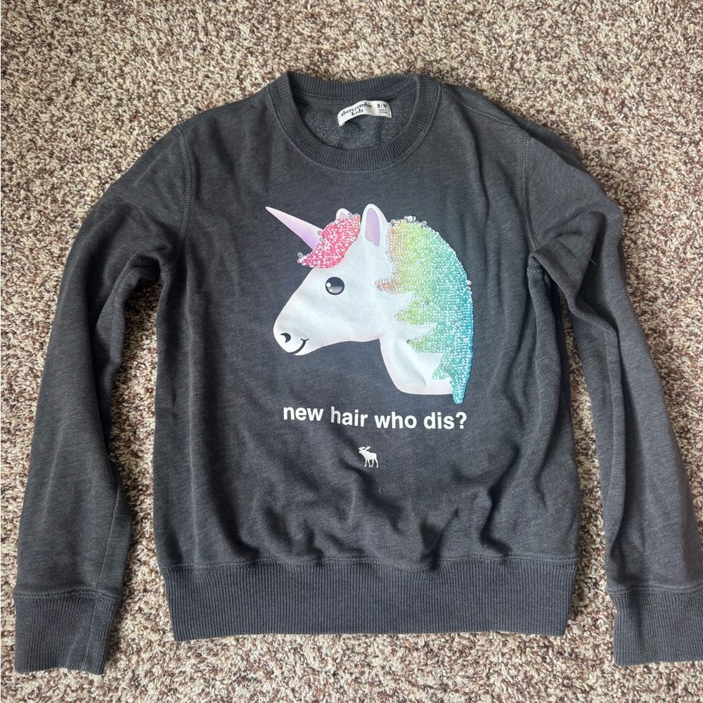 Abercrombie kids Unicorn sequin flip Graphic Sweatshirt girls size 9/10